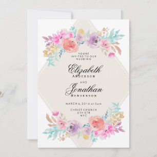 Faire-part de mariage Pastel Aquarelle Fleurs