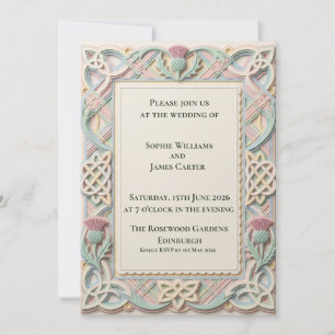 Faire-part de mariage Pastel Celtic Thistle