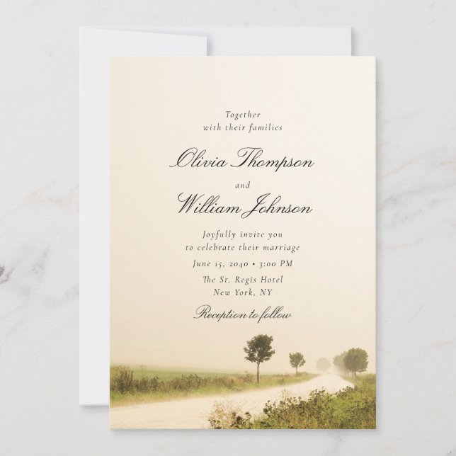 Faire-part de mariage Paysage champêtre romantique (Devant)