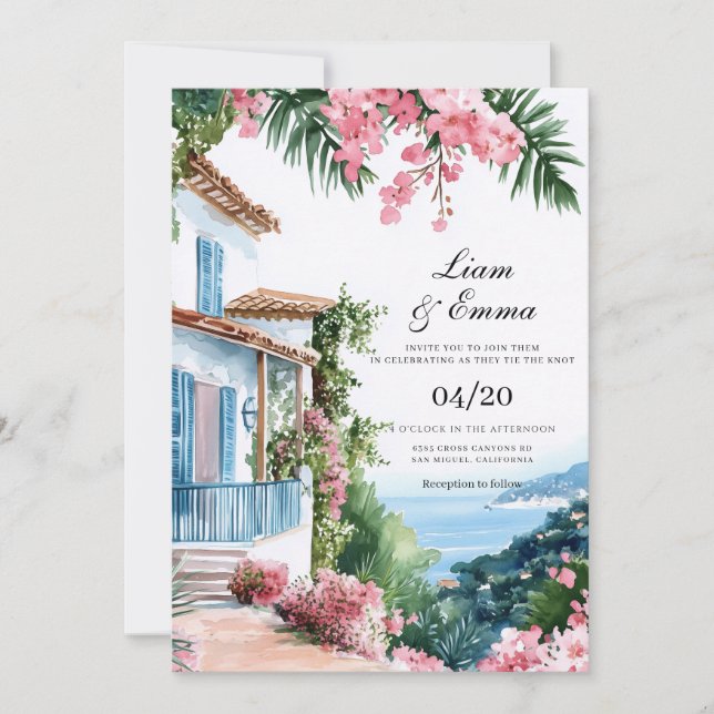 Faire-part de mariage paysage Cote d'Azur (Devant)