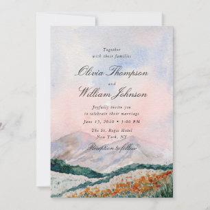 Faire-part de mariage paysage de montagne à l'aqua