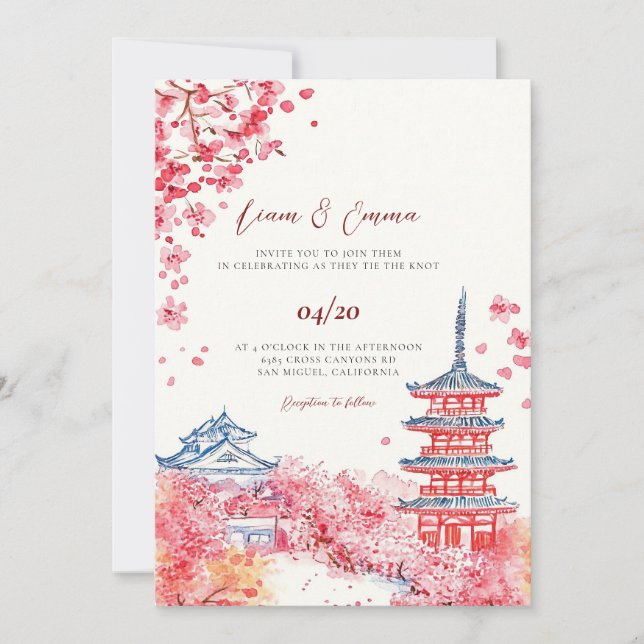 Faire-part de mariage Paysage Japonais (Devant)