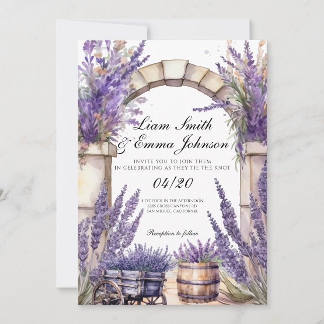 Faire-part de mariage paysage lavande de Provence (Devant)