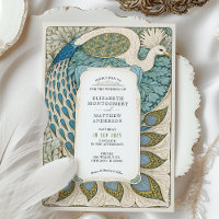 Faire-part de mariage Peacock Art Nouveau