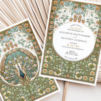 Faire-part de mariage Peacock Art Nouveau vintage