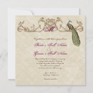 Faire-part de mariage Peacock & Etchs vintage
