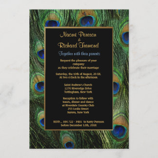 Faire-part de mariage Peacock Feather