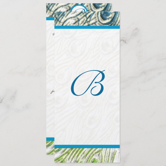 Faire-part de mariage Peacock Feather (Devant / Derrière)