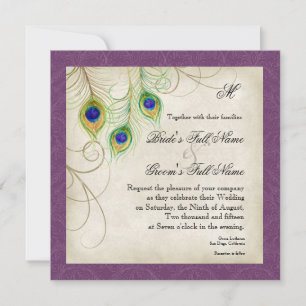 Faire-part de mariage Peacock Feathers