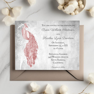 Faire-part de mariage Peacock rose