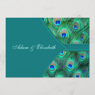 Faire-part de mariage Peacock turquoise Elegant