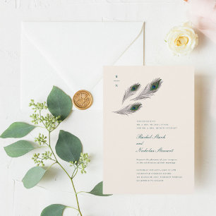 Faire-part de mariage Peacock vintage