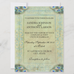 Faire-part de mariage Peacock vintage