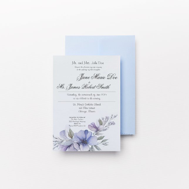 Faire-part de mariage Périwinkle fleur sauvage (Créateur téléchargé)