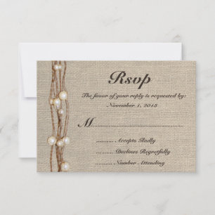 Faire-part de mariage perles corde de jute rustiqu