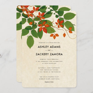 Faire-part de mariage Persimmon & Green Floral