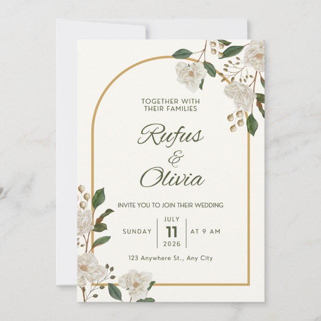 Faire-part de mariage personnalisable avec accentu (Devant)