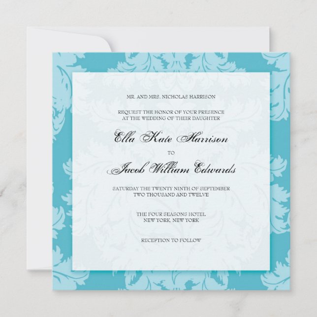 Faire-part de mariage personnalisable :: DAMASK (Devant)