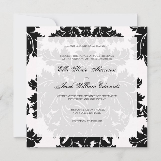 Faire-part de mariage personnalisable :: DAMASK (Devant)