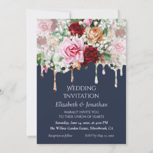 Faire-part de mariage personnalisable 'Roses sur f