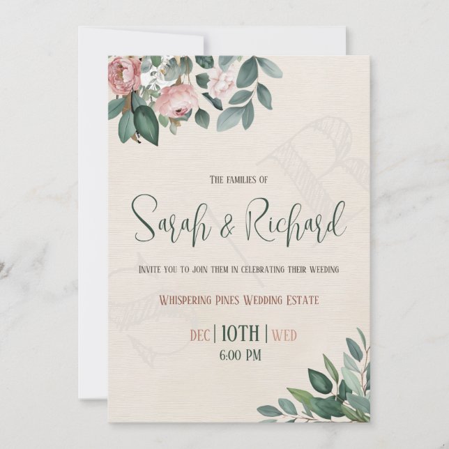 Faire-part de mariage personnalisé avec monogramme (Devant)