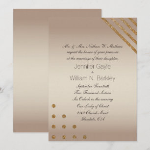 Faire-part de mariage personnalisé or et champagne