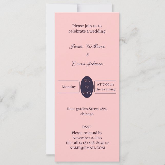 Faire-part de mariage personnalisée simple à broch (Devant)