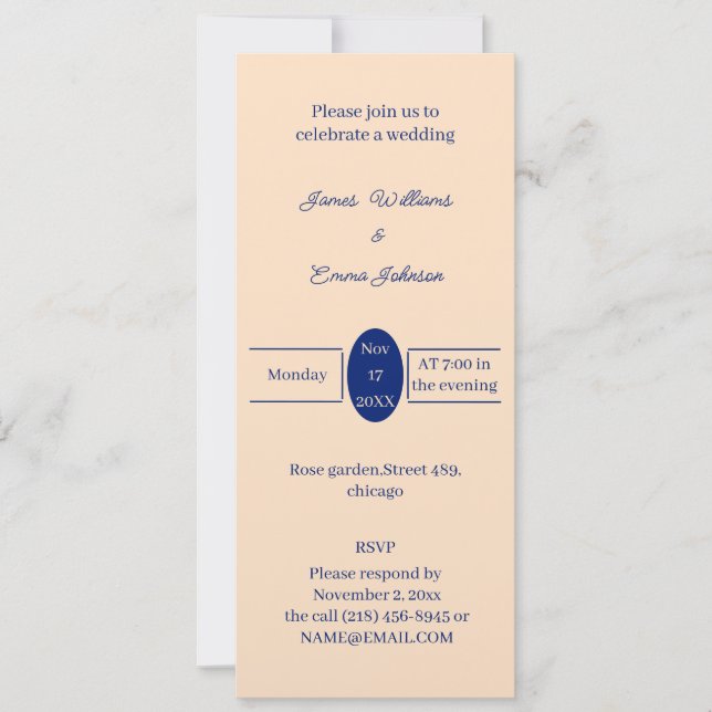 Faire-part de mariage personnalisée simple beige (Devant)