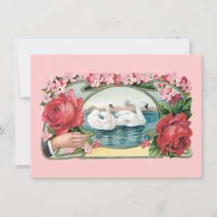 Faire-part de mariage personnalisés Cygnes et Rose
