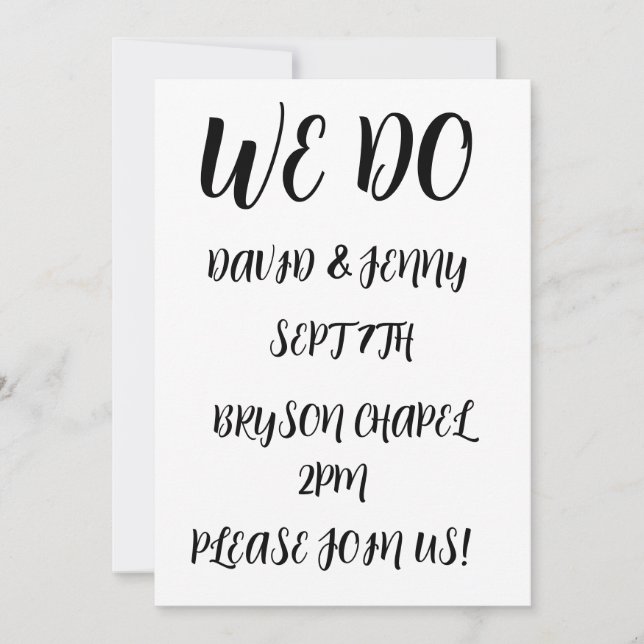 Faire-part de mariage personnalisés WE DO Script (Devant)