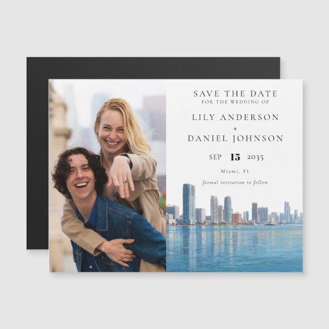 Faire-part de mariage photo à Miami (Devant / Derrière)