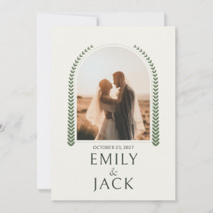 Faire-part de mariage photo avec arche de vigne ve