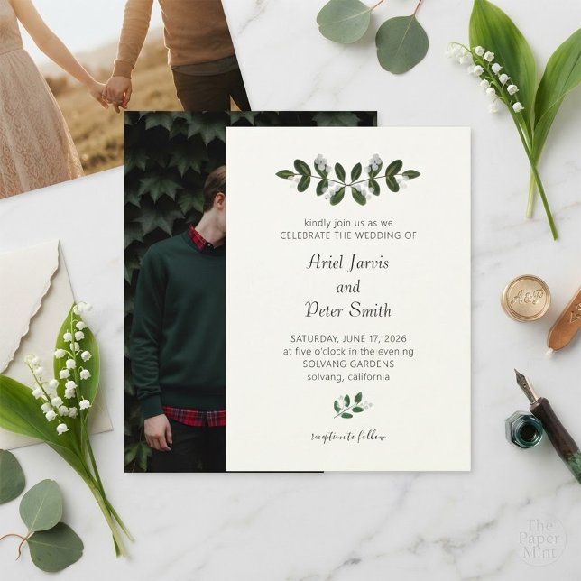 Faire-part de mariage photo avec bordure de lierre (Créateur téléchargé)