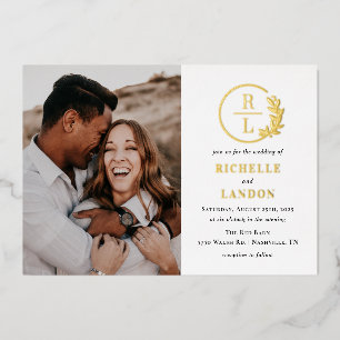 Faire-part de mariage photo avec couronne tendance