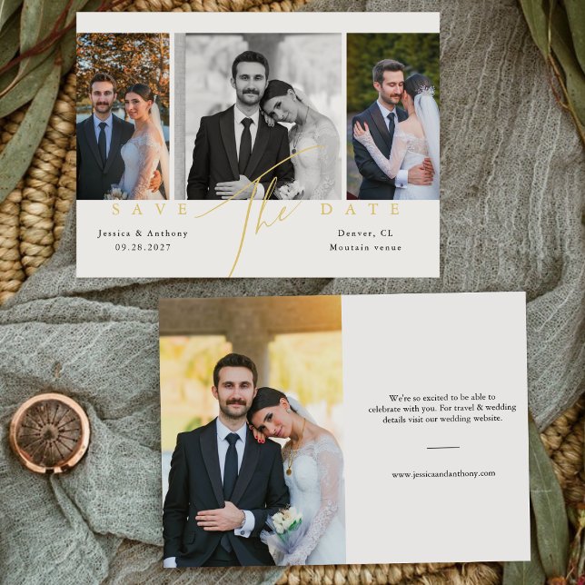 Faire-part de mariage photo avec écriture dorée ca (Créateur téléchargé)