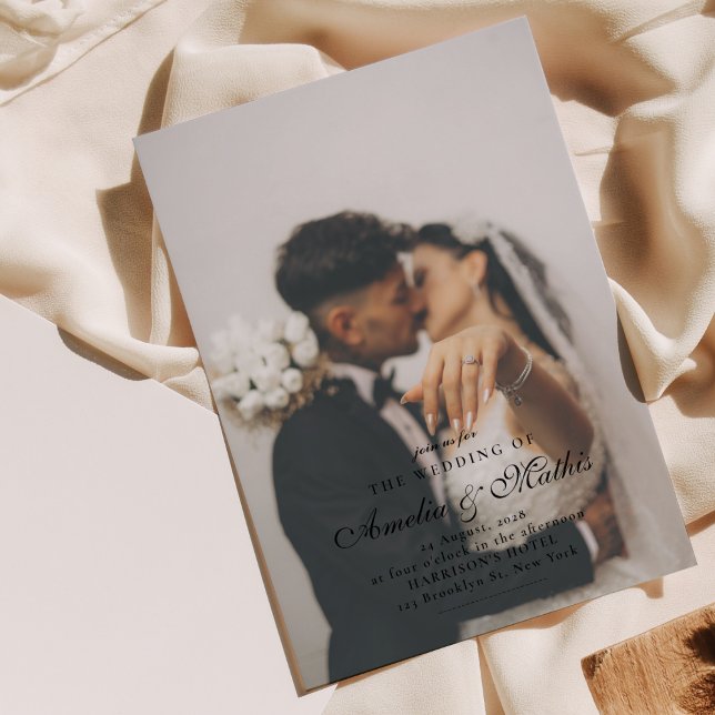 Faire-part de mariage photo avec écriture minimale (Créateur téléchargé)