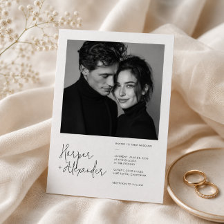Faire-part de mariage photo avec écriture moderne