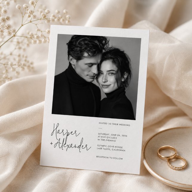 Faire-part de mariage photo avec écriture moderne  (Créateur téléchargé)