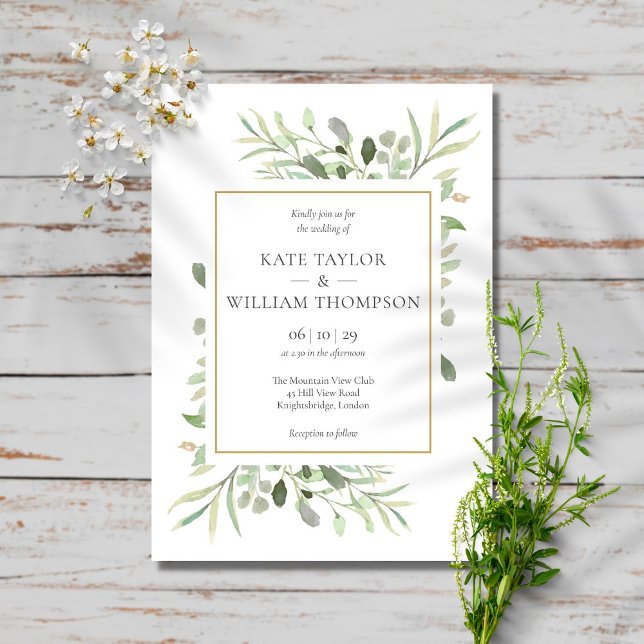 Faire-Part de Mariage Photo avec Feuilles de Verdu (Créateur téléchargé)