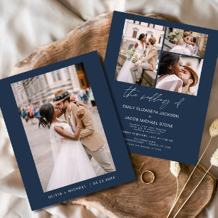 Faire-part de mariage photo bleu marine