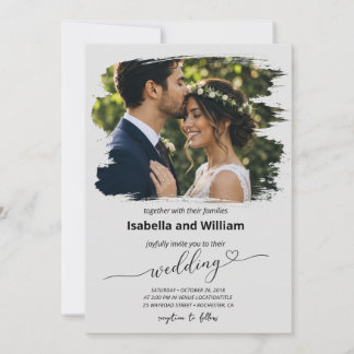 Faire-part de mariage photo boho gris moderne
