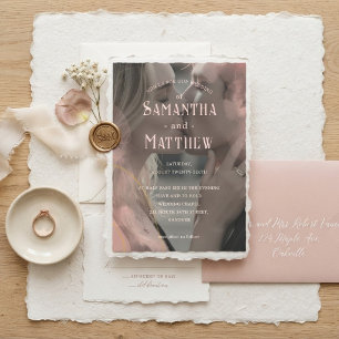 Faire-part de mariage photo bordure papier déchiré