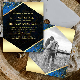Faire-part de mariage photo budget bleu royal marb