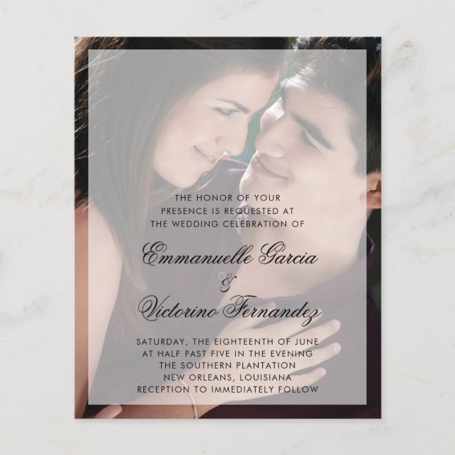 Faire-Part de Mariage Photo Budget Moderne (Devant)