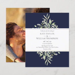 Faire-part de mariage photo Budget Navy Blue Green