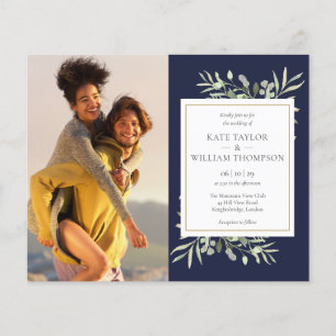 Faire-part de mariage photo Budget Navy Blue Green