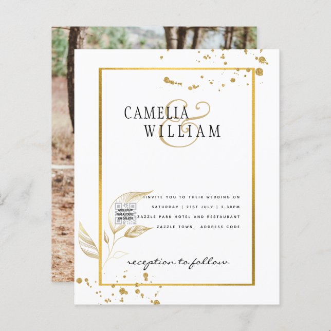 Faire-part de mariage photo budgétaire Date d'enre (Devant / Derrière)