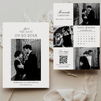Faire-part de mariage photo calendrier élégant cal