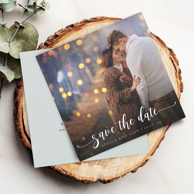 Faire-part de mariage photo calligraphie moderne (Modern Calligraphy Photo Wedding Save The Date)