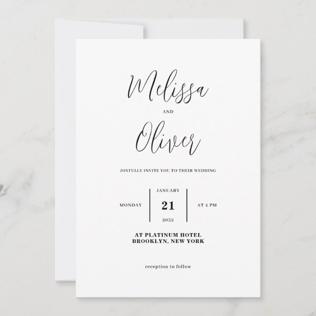 Faire-part de mariage photo classique simple (Devant)